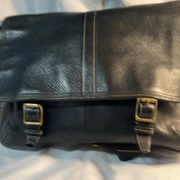 Coach Large Leather Messenger Bag high quality top grain leather brass ** - Picture 1 of 11